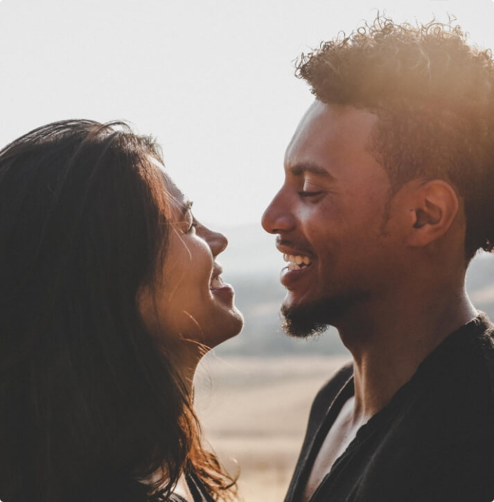 Couple smiling at each other